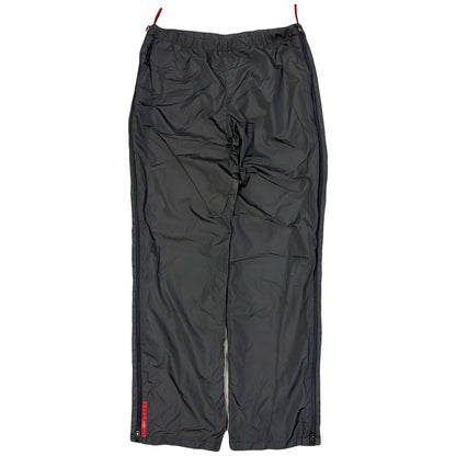 Prada Sort Full Zip Nylon Trousers In Charcoal Grey (W32)