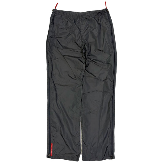 Prada Sort Full Zip Nylon Trousers In Charcoal Grey (W32)