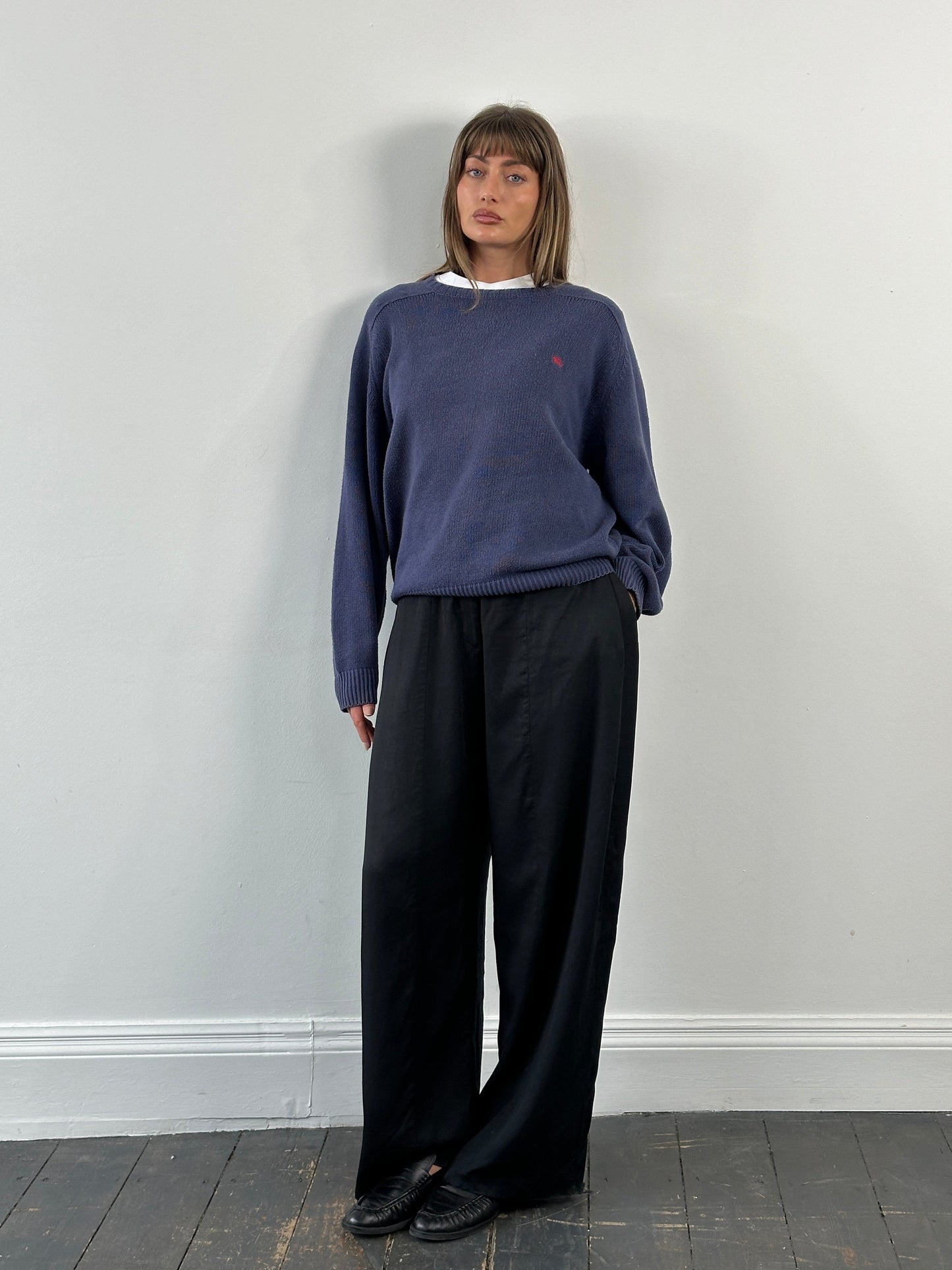 Burberry 1990s Cotton Logo Knitted Jumper - L