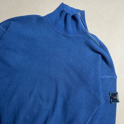 A/W 1988 Indigo Blue Side Zip Turtle Neck Pullover Fleece