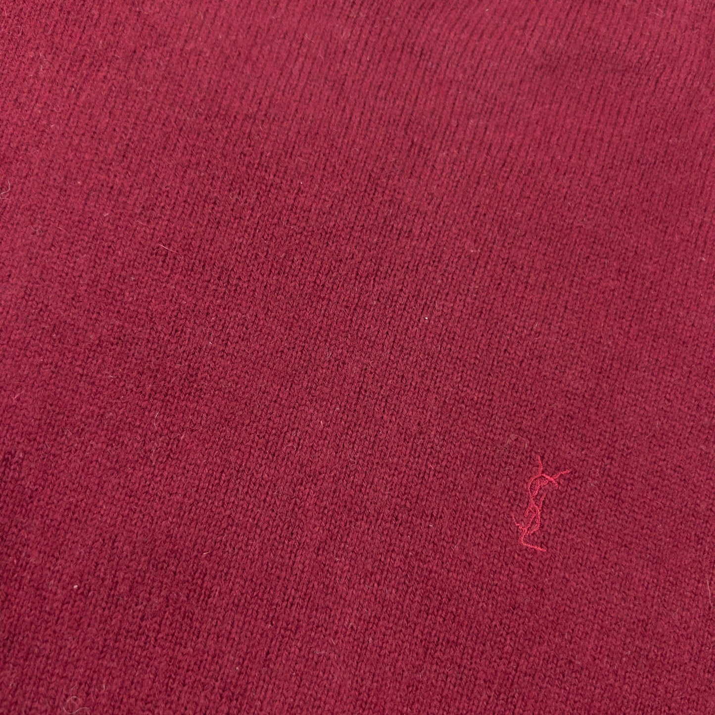 Vintage 90s YSL Yves Saint Laurent Wool Jumper Size L | Large, Burgundy