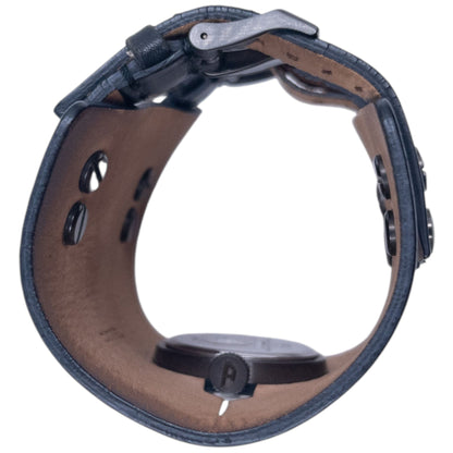 Vintage 2000s Diesel Double Buckle Leather Cuff Watch | O/S, Black