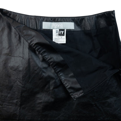 Vintage 2000s Versace Jeans Couture Faux Leather Mini Skirt Womens Size W26 | W26, Black