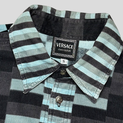 Versace VJC 90’s Baby Blue Checkered Corduroy Medusa Shirt - S (M/L)