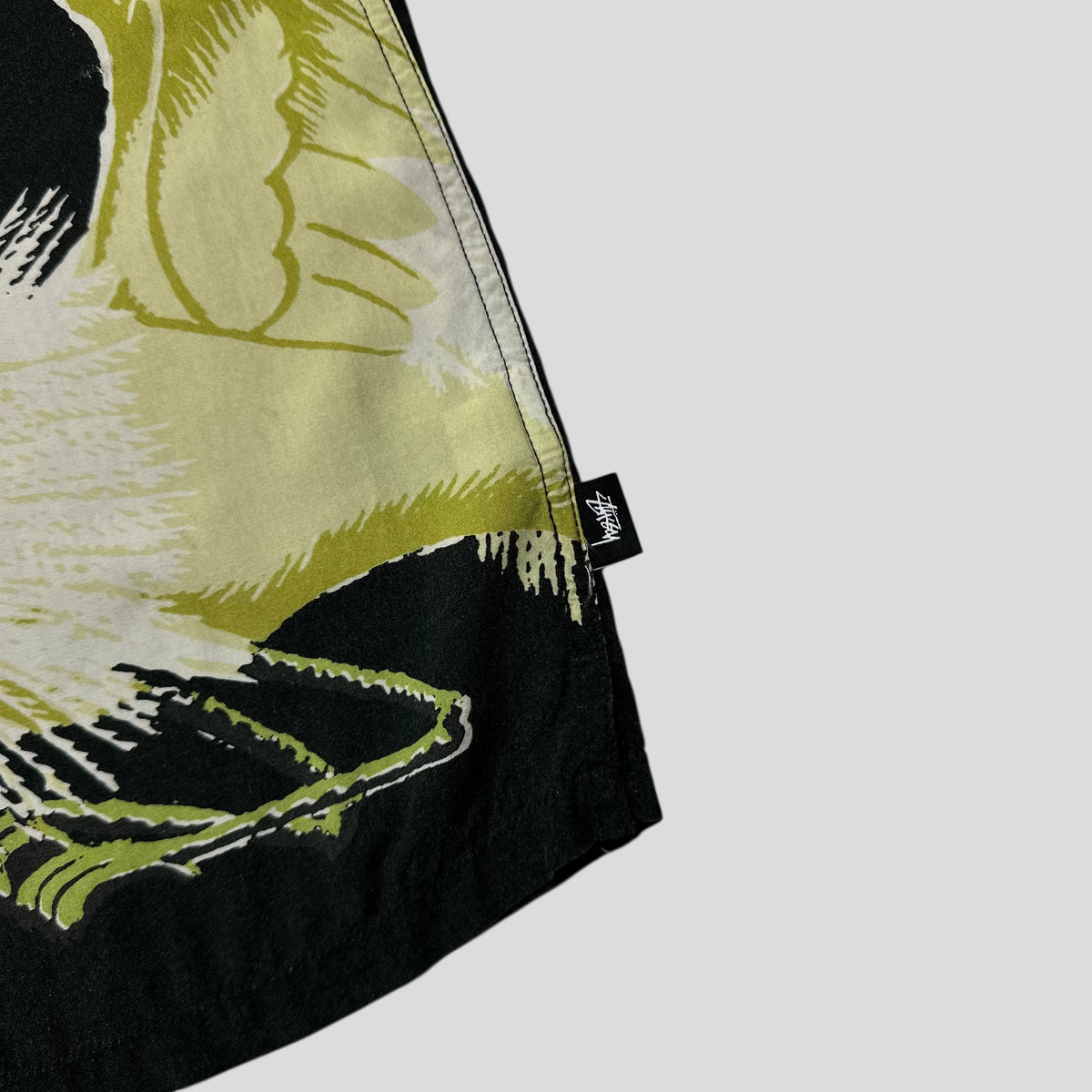 Stussy Big Crane Camp Collar Boxy Rayon Shirt - S | Black