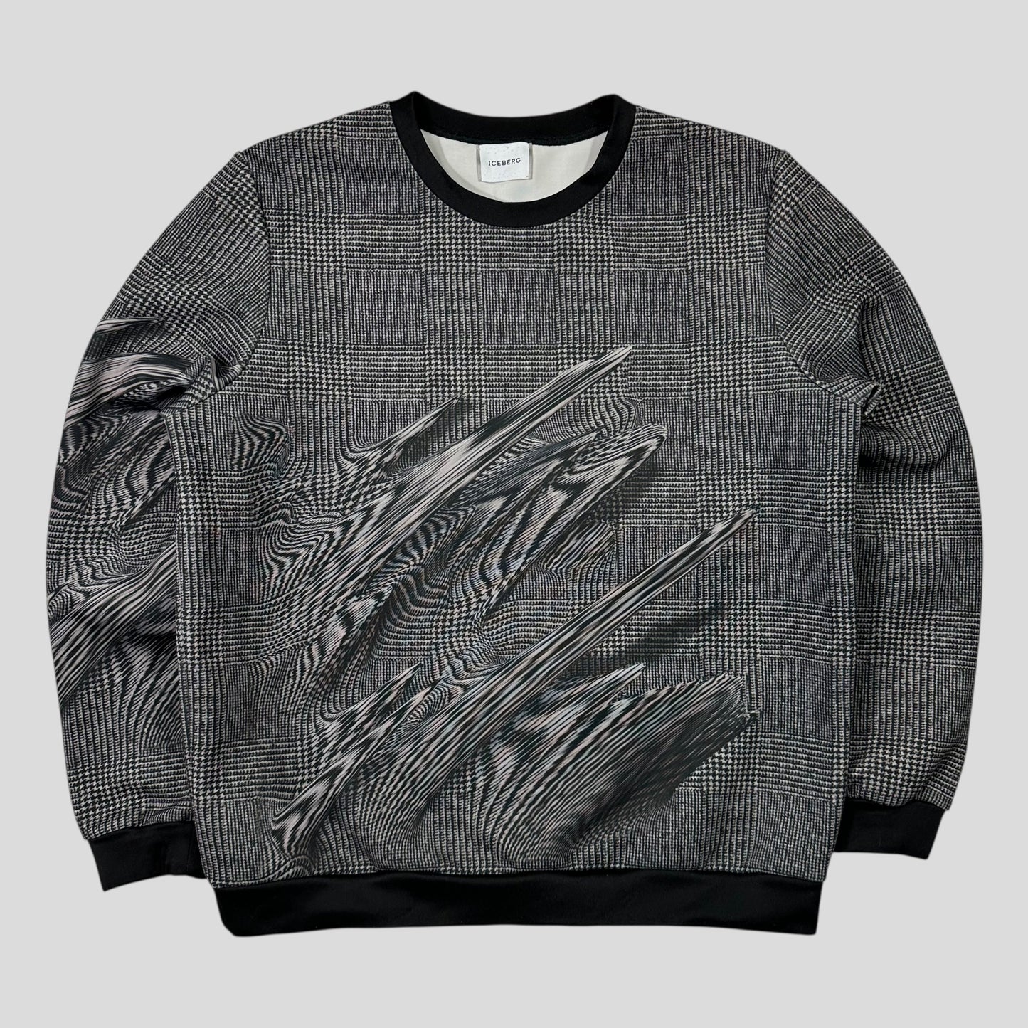 Iceberg 3D Glitch Print “Tweed” Sweatshirt Crewneck - L/XL | Default Title, Grey