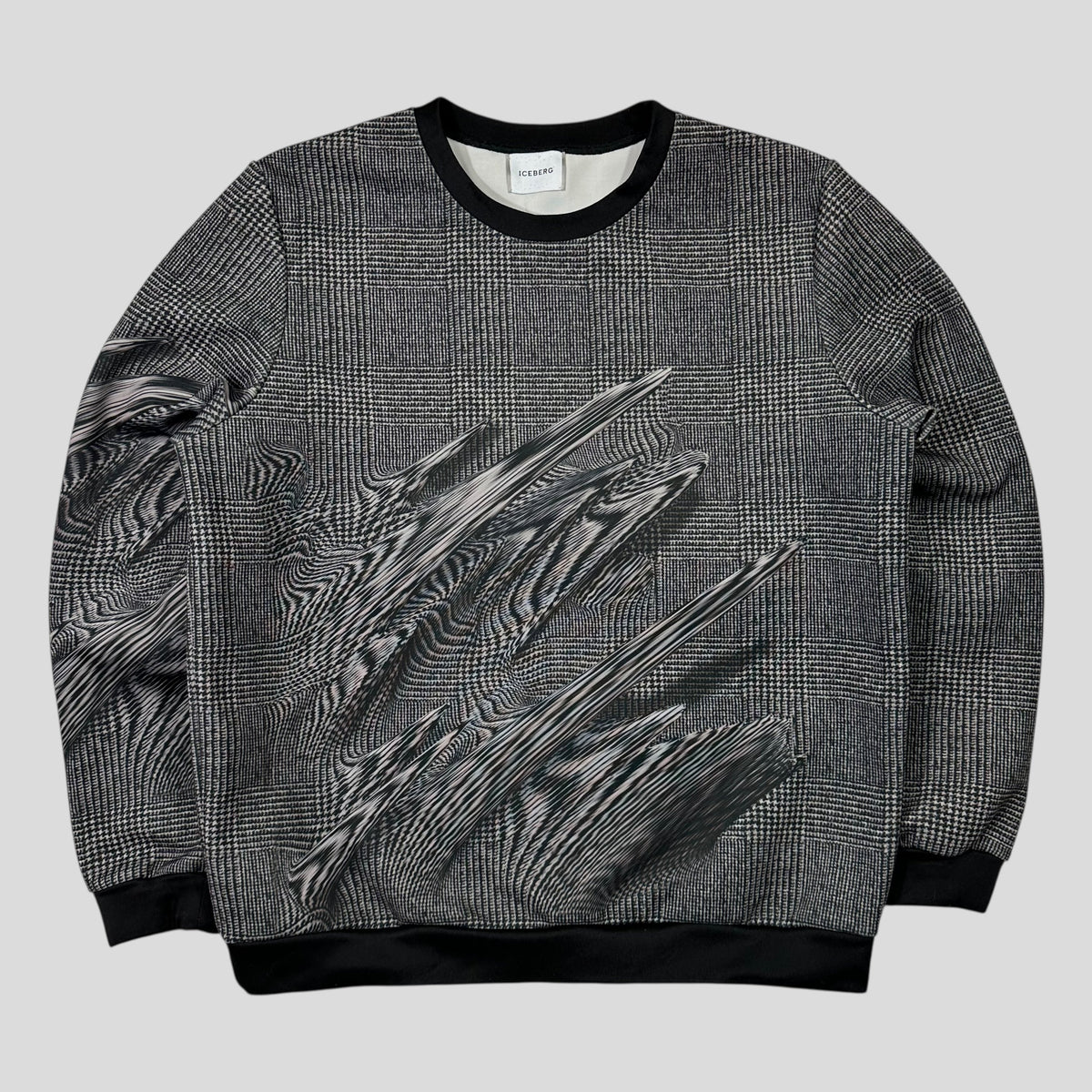 Iceberg 3D Glitch Print “Tweed” Sweatshirt Crewneck - L/XL | XL, Grey