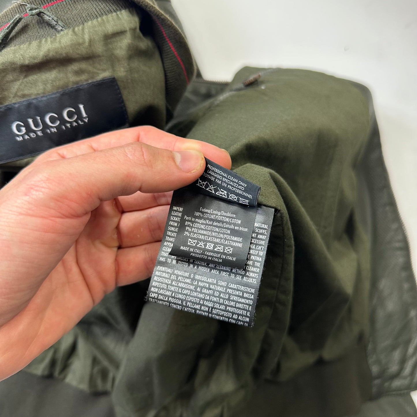 Gucci by Tom Ford 00’s Perforated Nappa Leather Green Bomber Jacket - IT52 | Default Title, Green
