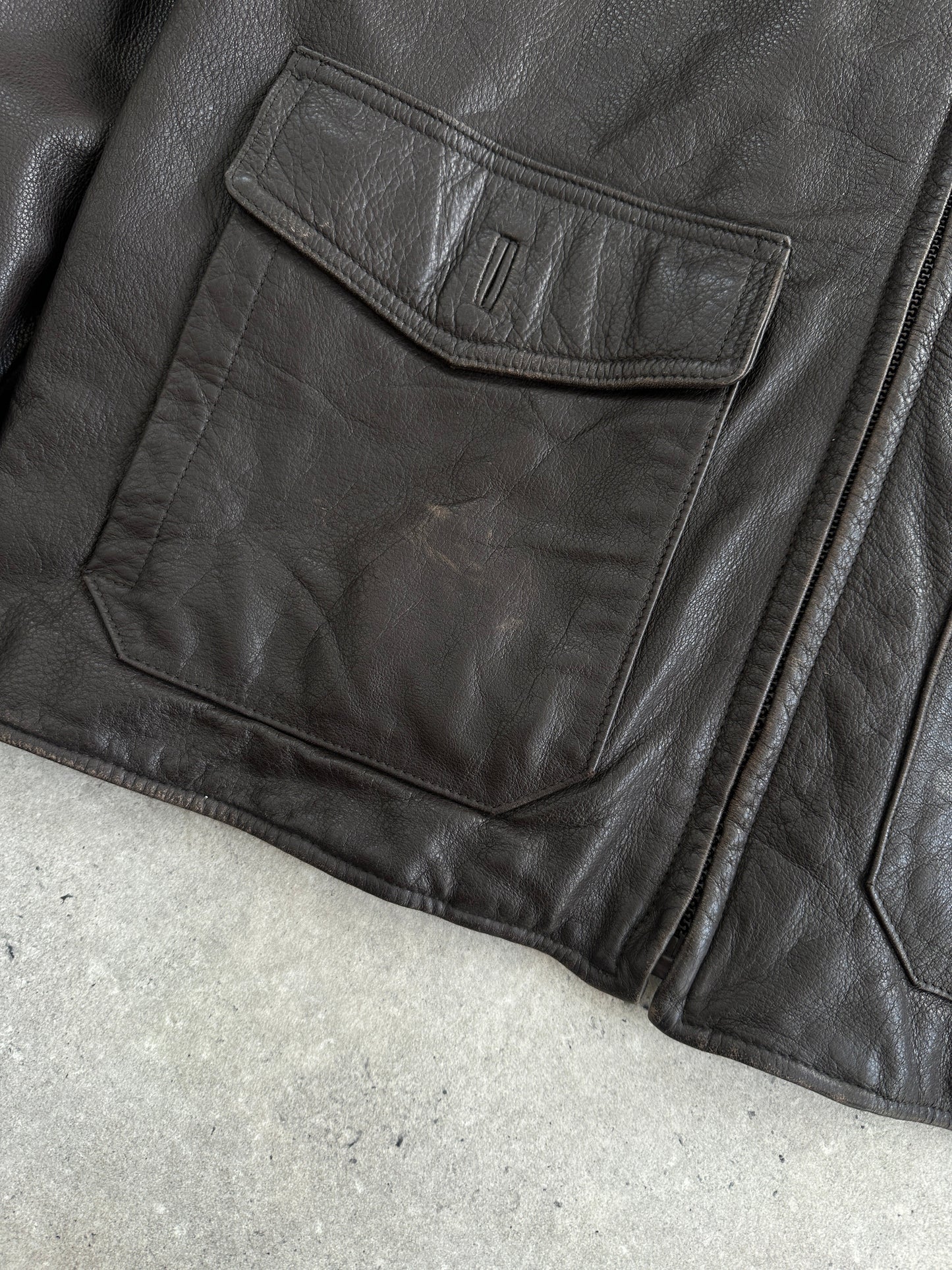 Vintage Boxy Leather Jacket - L
