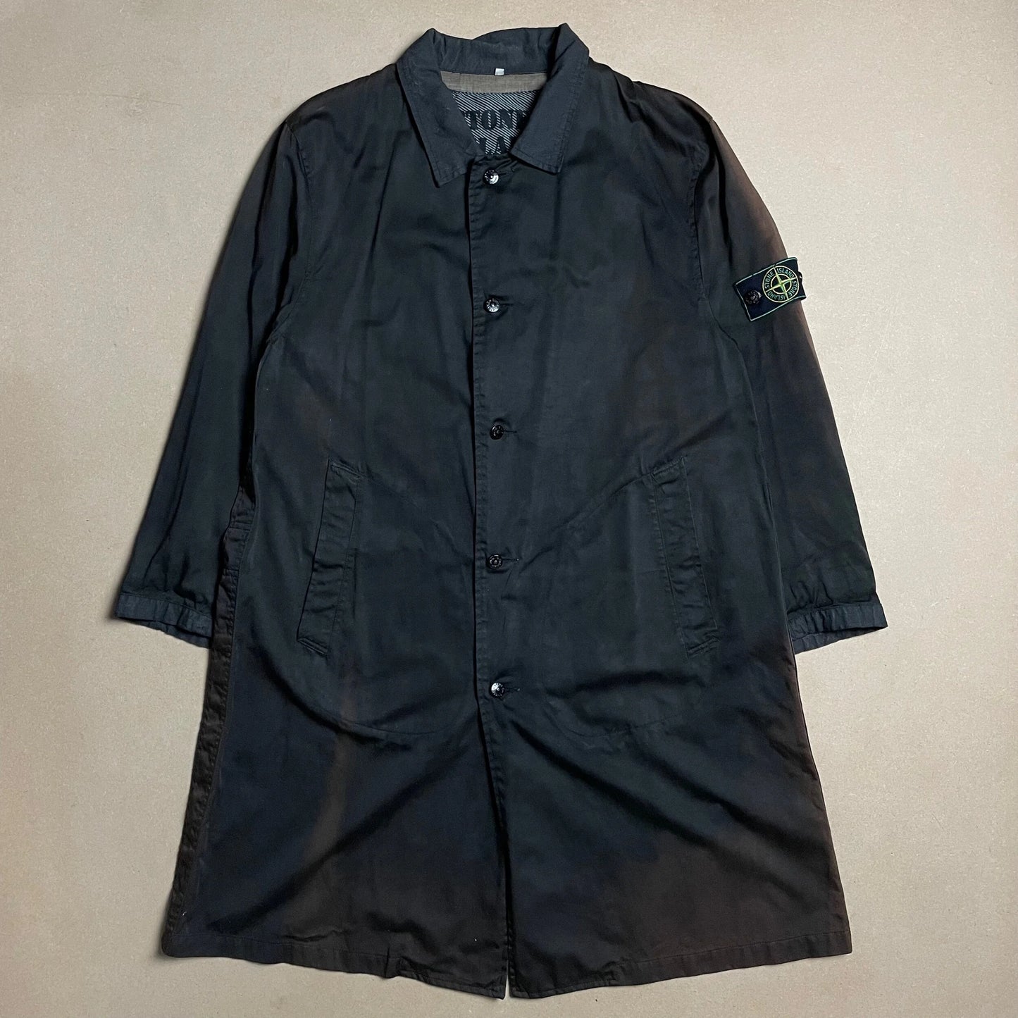 S/S 1985 Charcoal Raso Gommato Marina Rain Coat