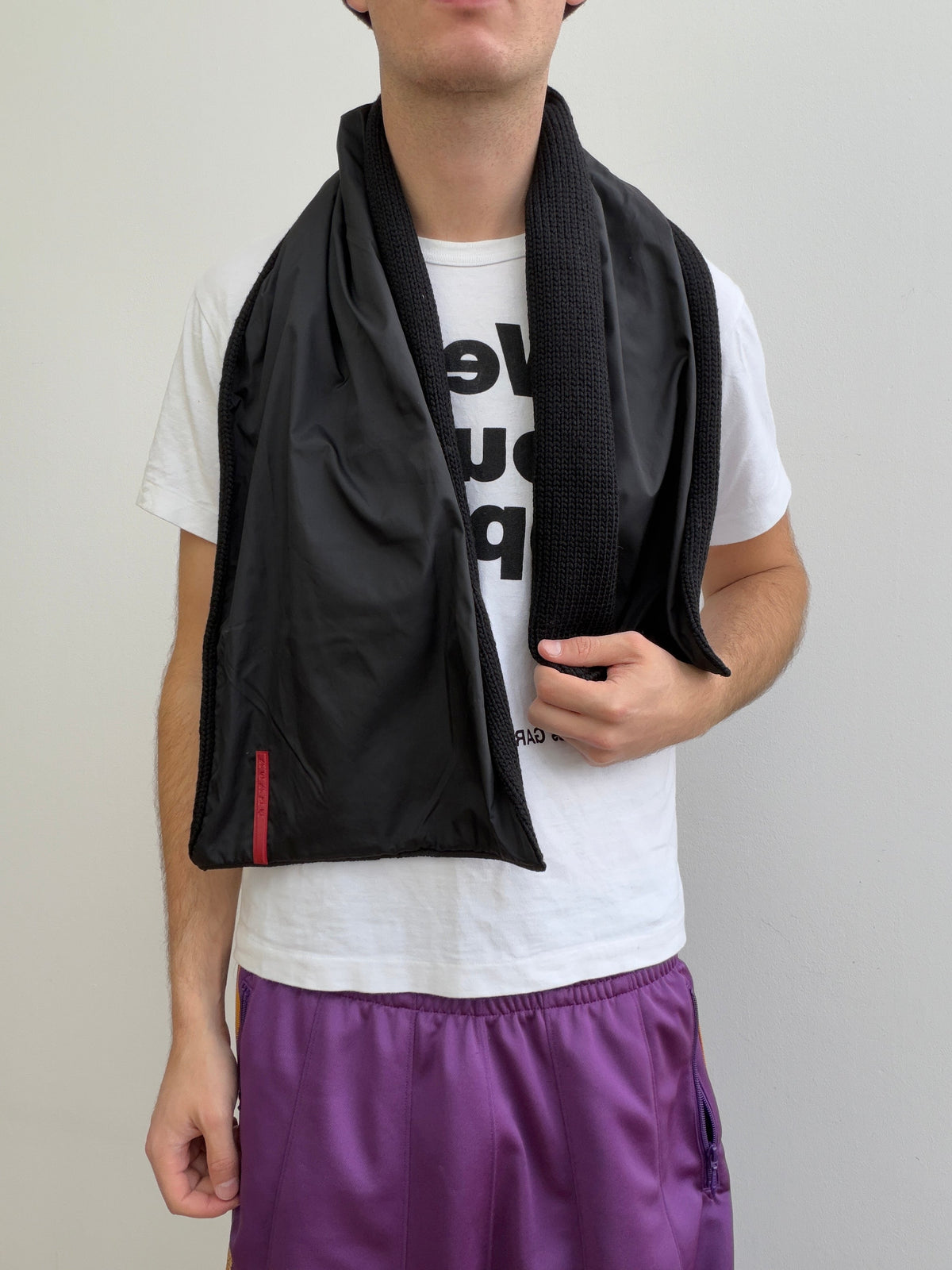 Prada Sport 00s Nylon & Wool Scarf | O/S, Black