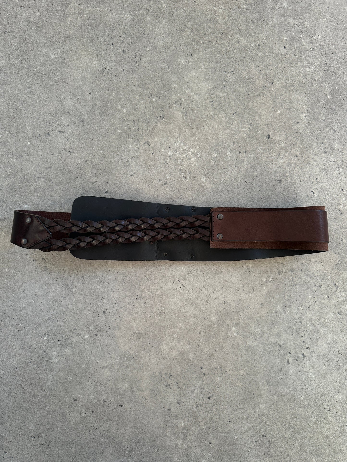 Vintage 1980s Leather Hardware Belt - W30-36