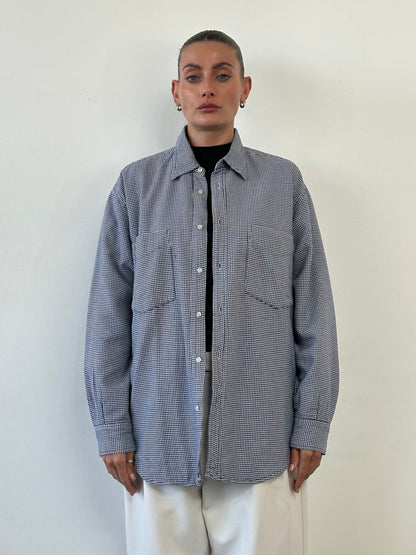 Italian Vintage Pure Cotton Thick Gingham Shirt - L/XL