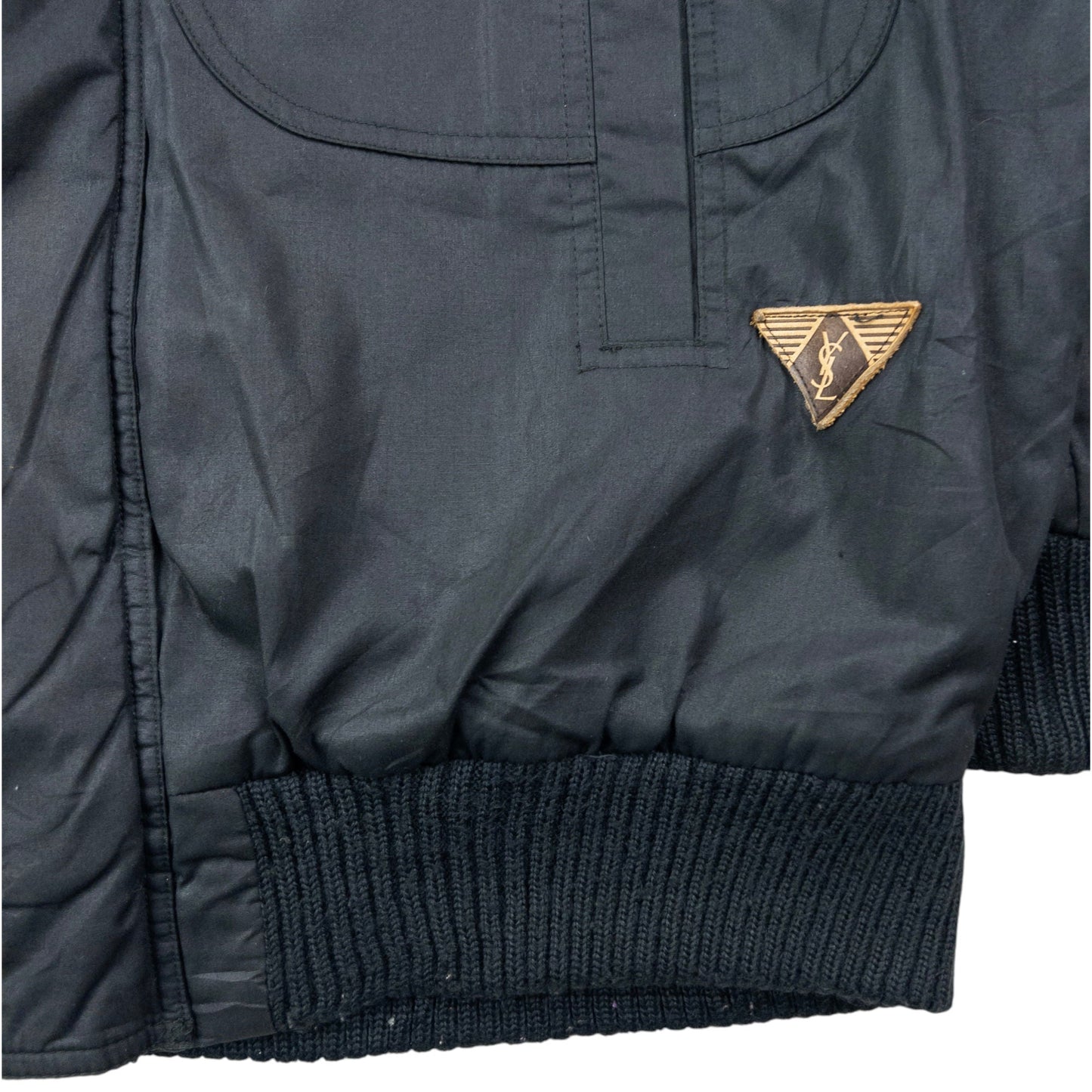 Vintage 80s YSL Yves Saint Laurent Bomber Jacket Size L | Large, Black