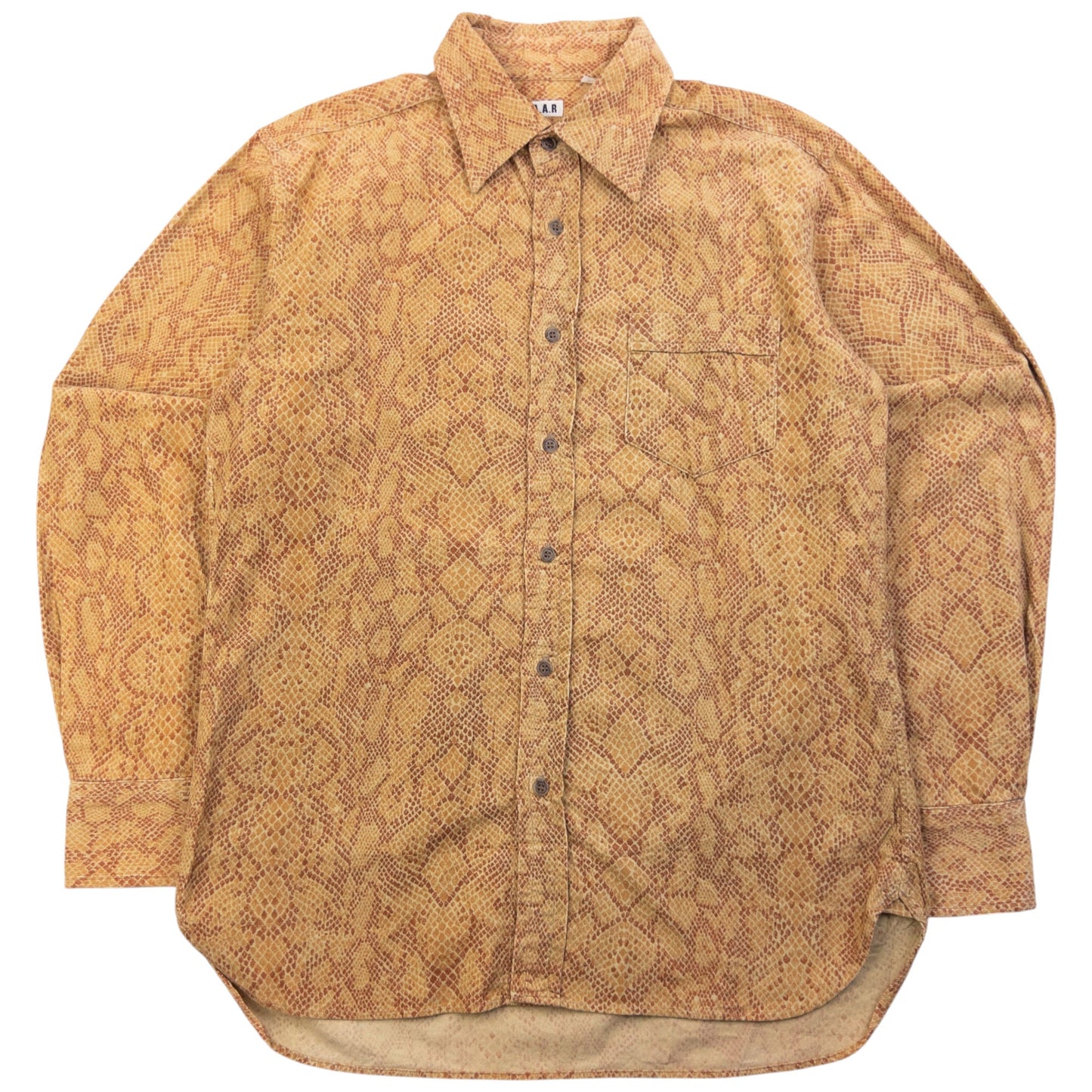 Vintage 2000s Yohji Yamamoto A.A.R Snake Print Long Sleeve Button Up Shirt Size S | Small, Orange