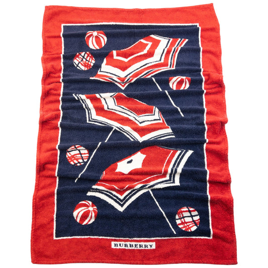 Vintage 2000s Burberry Ball & Umbrella Print Beach Towel | O/S, Blue