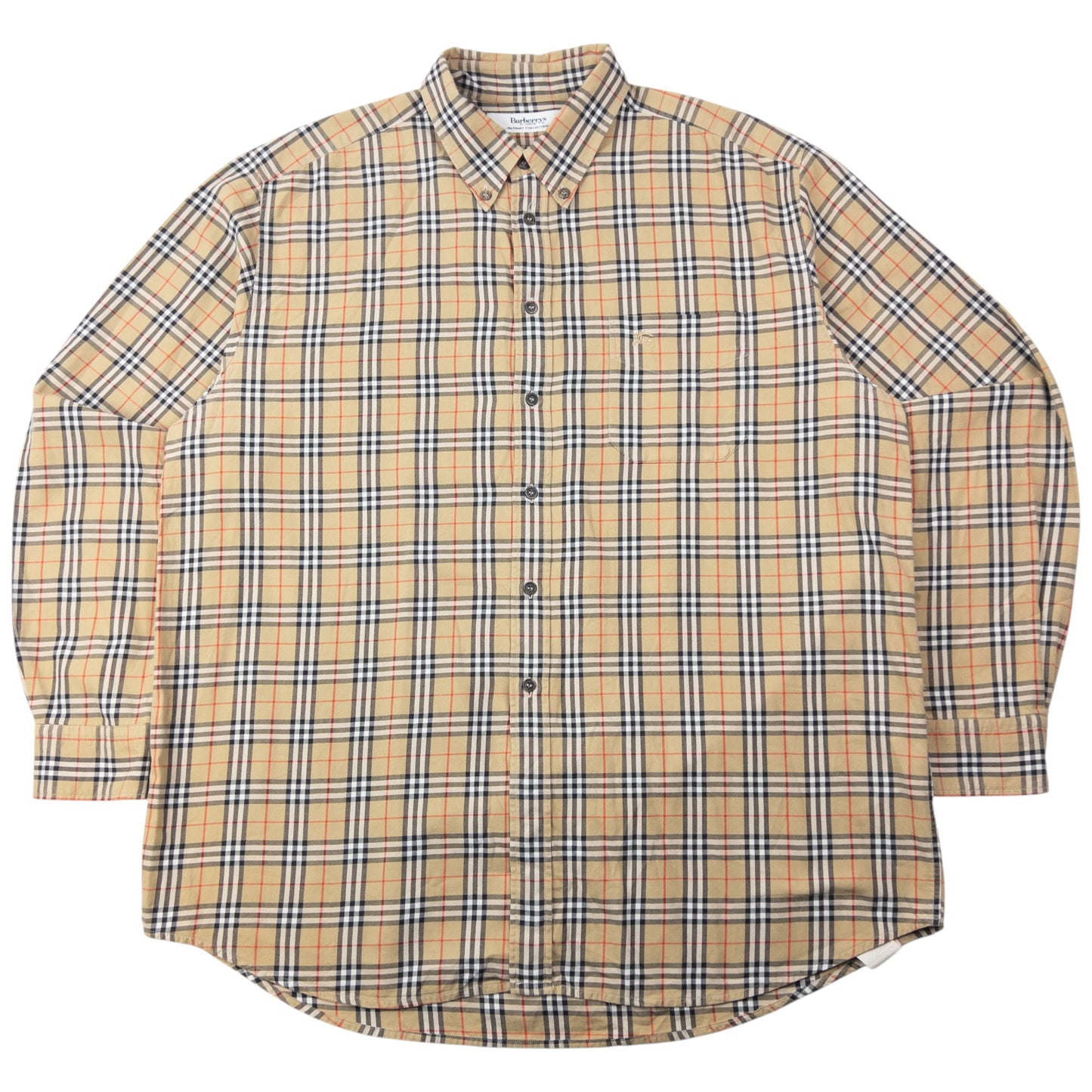 Vintage 90s Burberry Nova Check Long Sleeve Button Up Shirt Size XXL | XXL, Beige