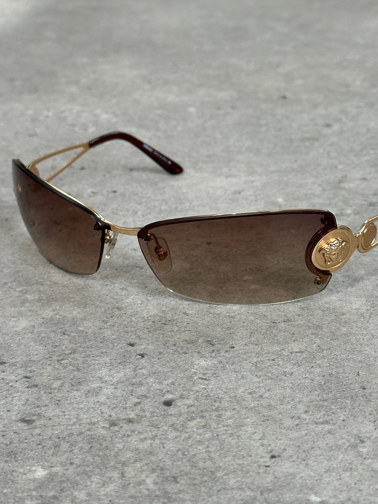 Versace 1990s Rimless Medusa Logo Sunglasses