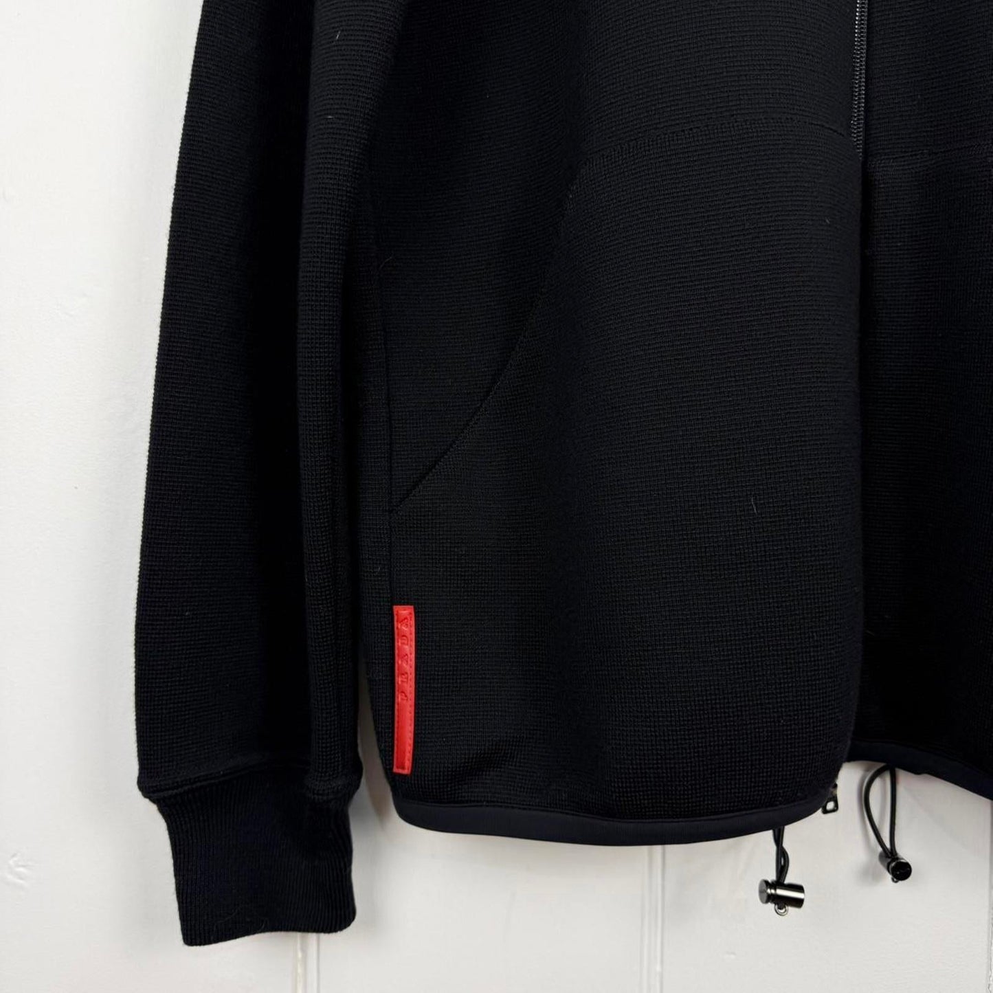 2000's Prada Wool Zip Hoodie Black (L/XL) | Large, Black