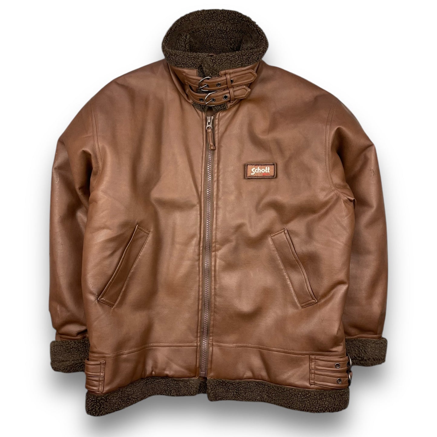 2000's Schott Faux Leather Aviator Jacket (L) | Default Title, Brown