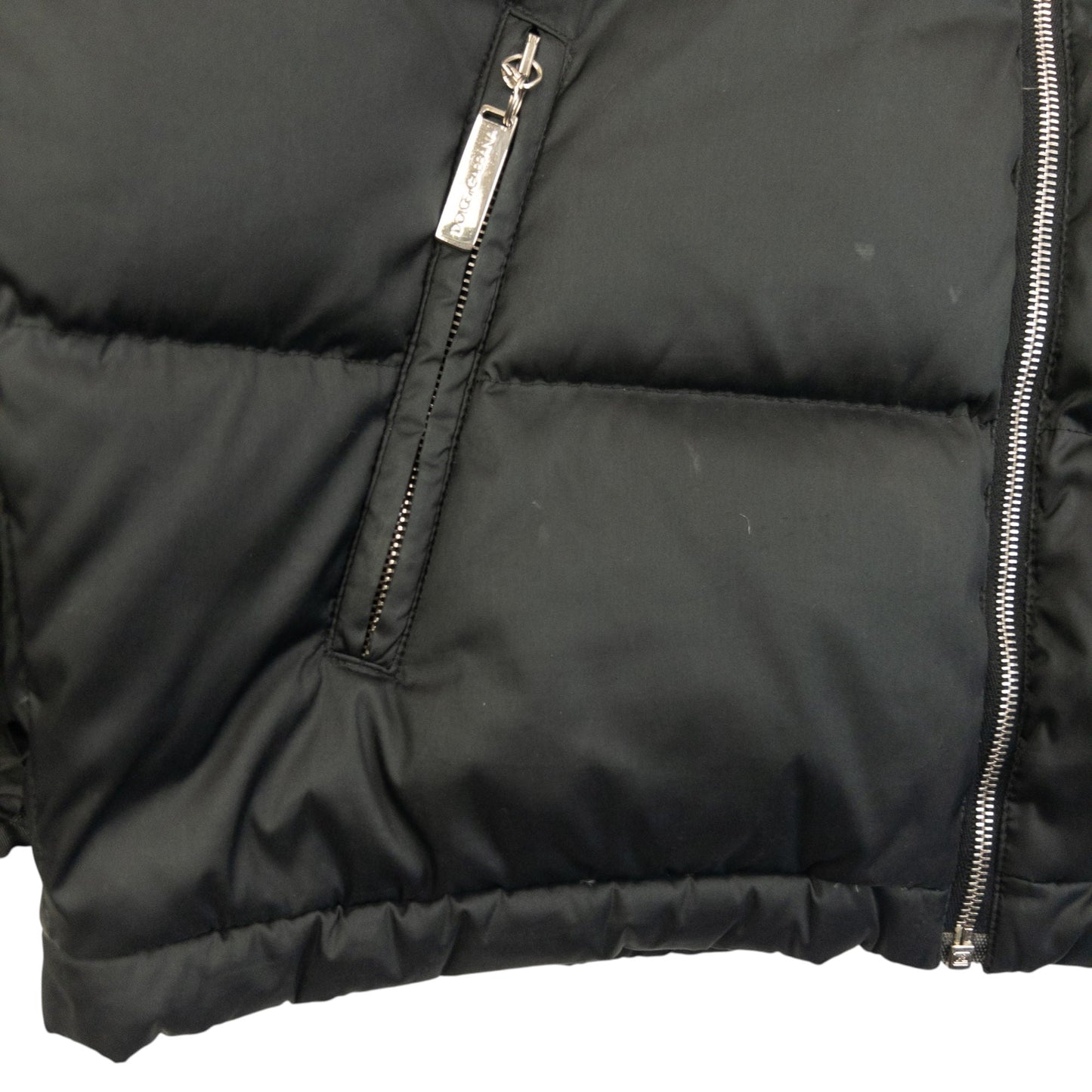Vintage 2000s Dolce & Gabbana Fur Collar Puffer Jacket Womens Size M | Medium, Black