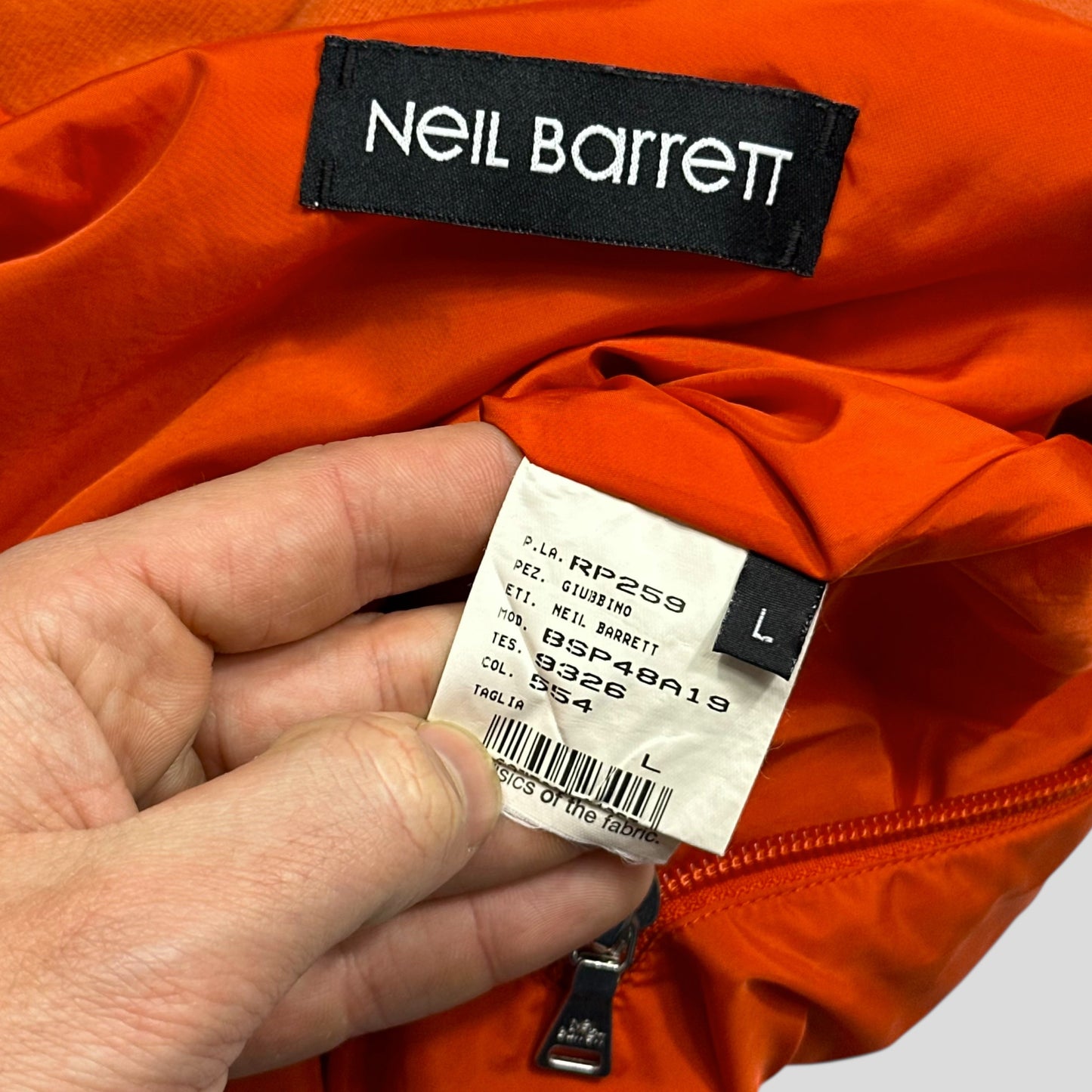 Neil Barrett Twin Zip Detailed Orange Windbreaker Jacket - L