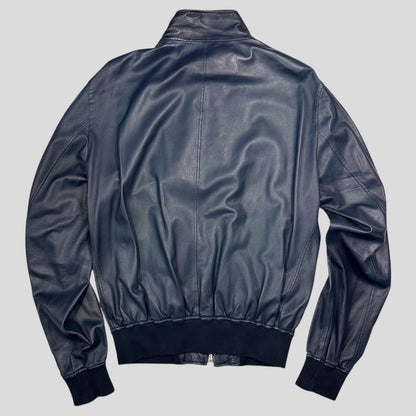 Dolce & Gabanna 00’s Blue Premium Leather Bomber Jacket - IT58 (XL)