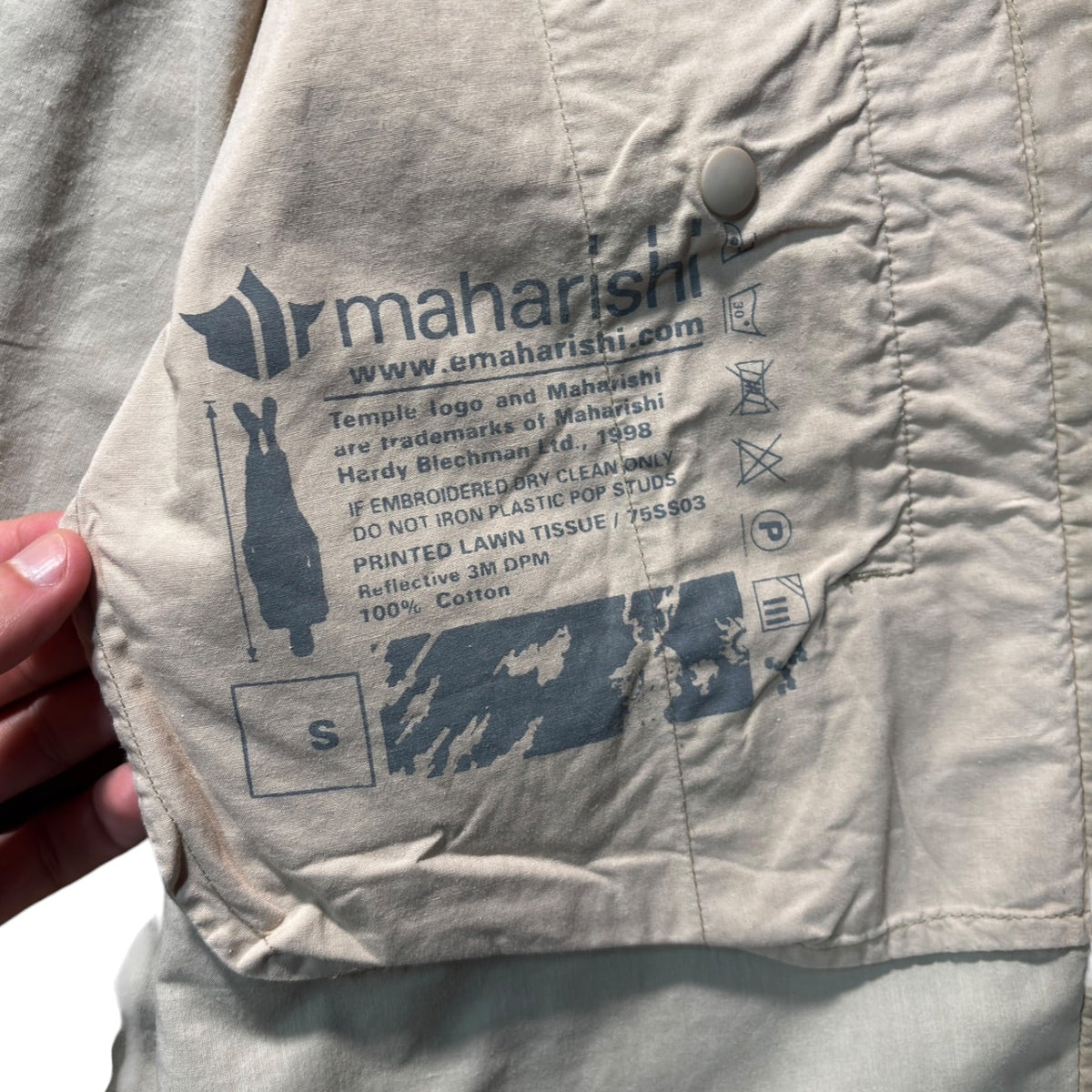 Maharishi 1998 Raw Hem Short Sleeve Shirt S | Small, Cream