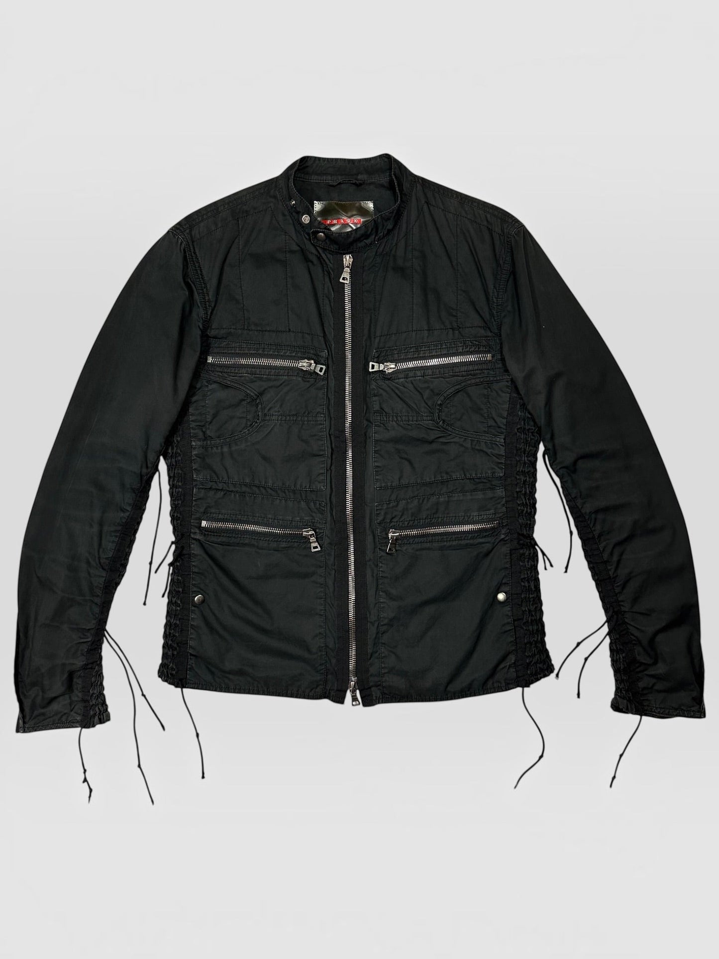 Prada Sport 00’s Tassel Detailed Cotton Multipocket Biker Jacket - M | O/S, Black