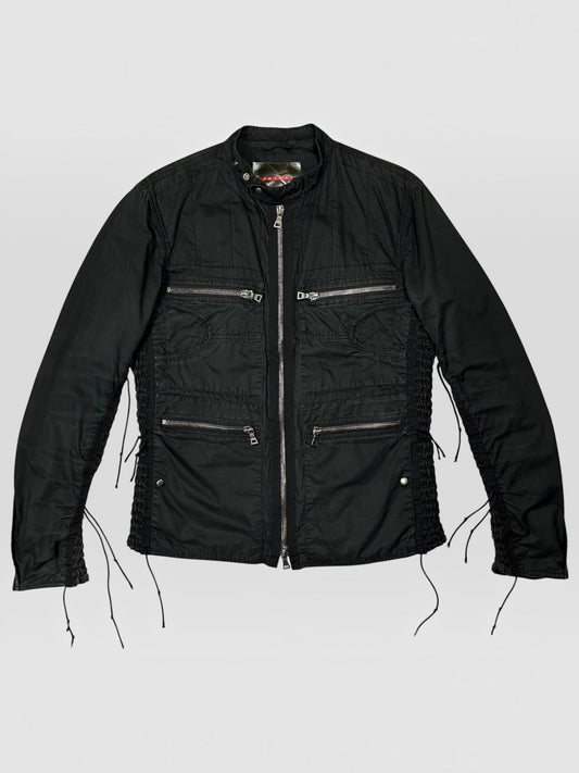 Prada Sport 00’s Tassel Detailed Cotton Multipocket Biker Jacket - M | O/S, Black