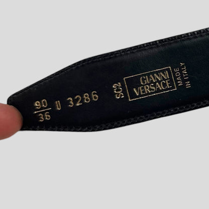 Gianni Versace 90’s Alligator Leather GV Buckle Belt | O/S, Multicoloured