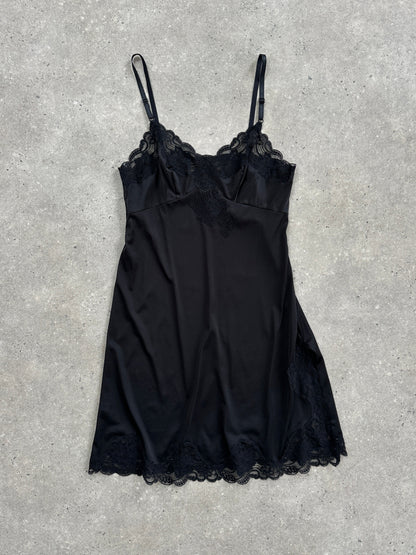 Vintage 2000s Lace Side Split Mini Slip Dress - S