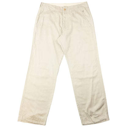 Vintage 2000s Yohji Yamamoto Linen Trousers Size W34 | W34, Cream
