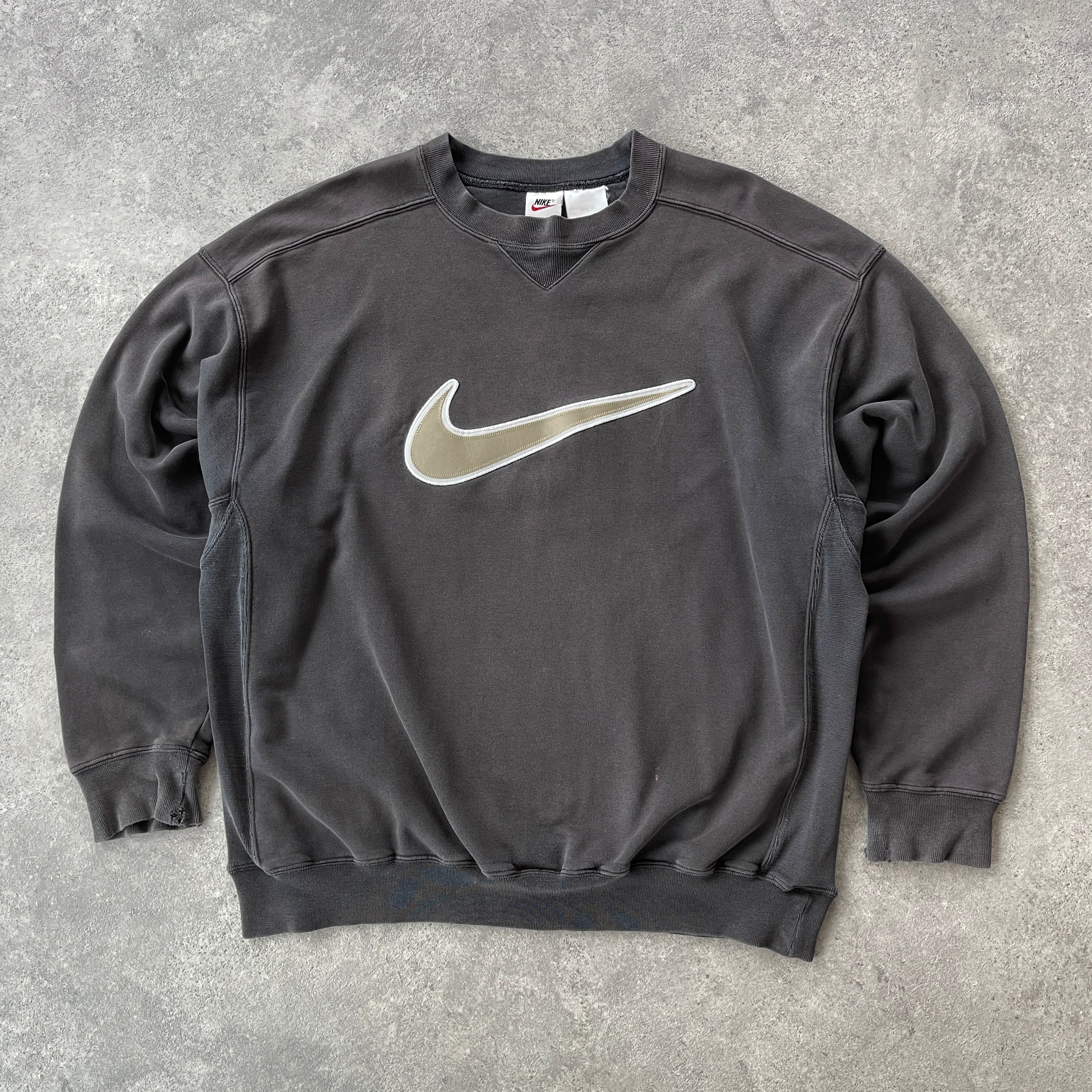 Rare! Nike Small Logo Spell Out Embroidery Crewneck Blue Color Pullover Jumper 2024 Sweater Sweatshirt Streetwear Sportswear Brand Fashion Style