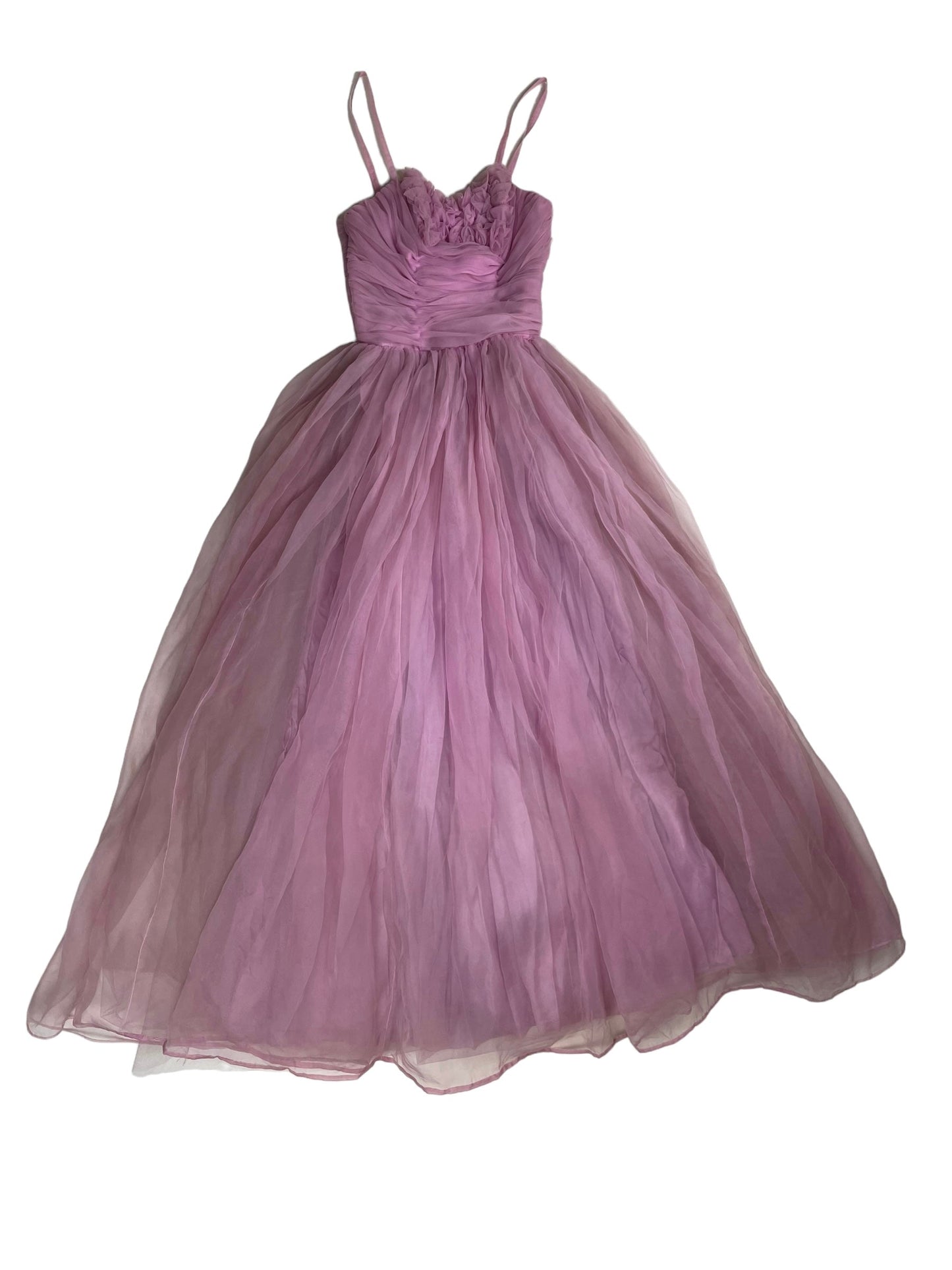 1950s Lee Delman pink tulle gown