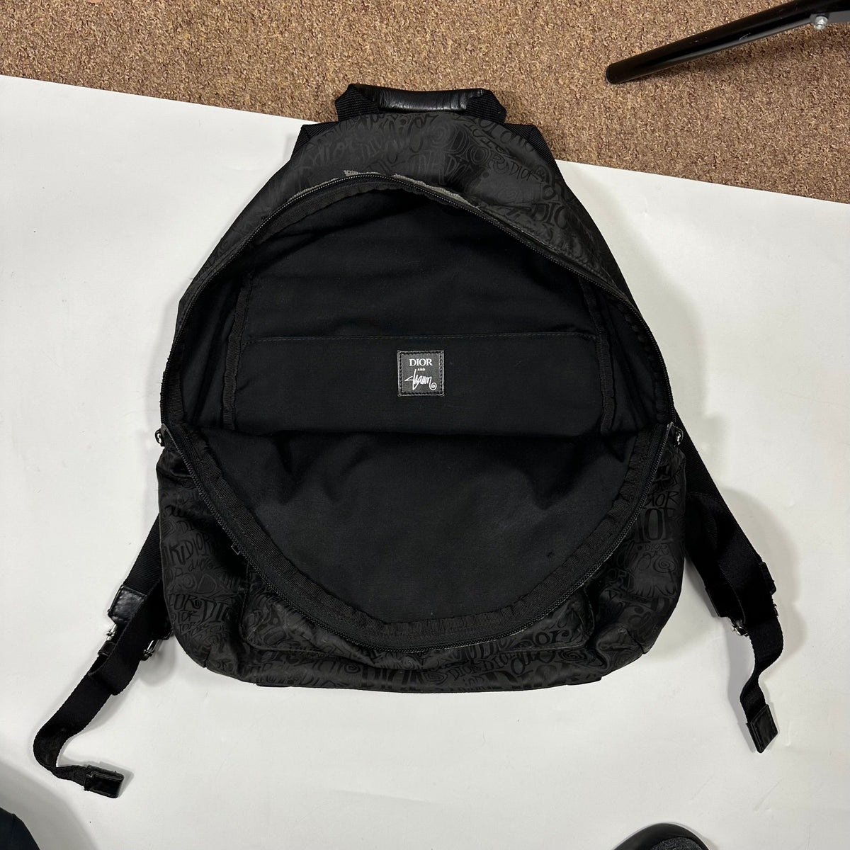 Dior x Stussy 2020 Riders Monogram Logo Nylon Backpack | O/S, Black