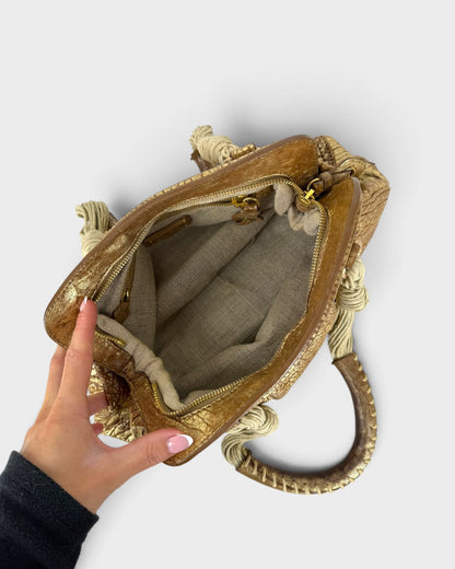 2000s Miu Miu Gold Leather Rope Handbag | O/S, Multicoloured