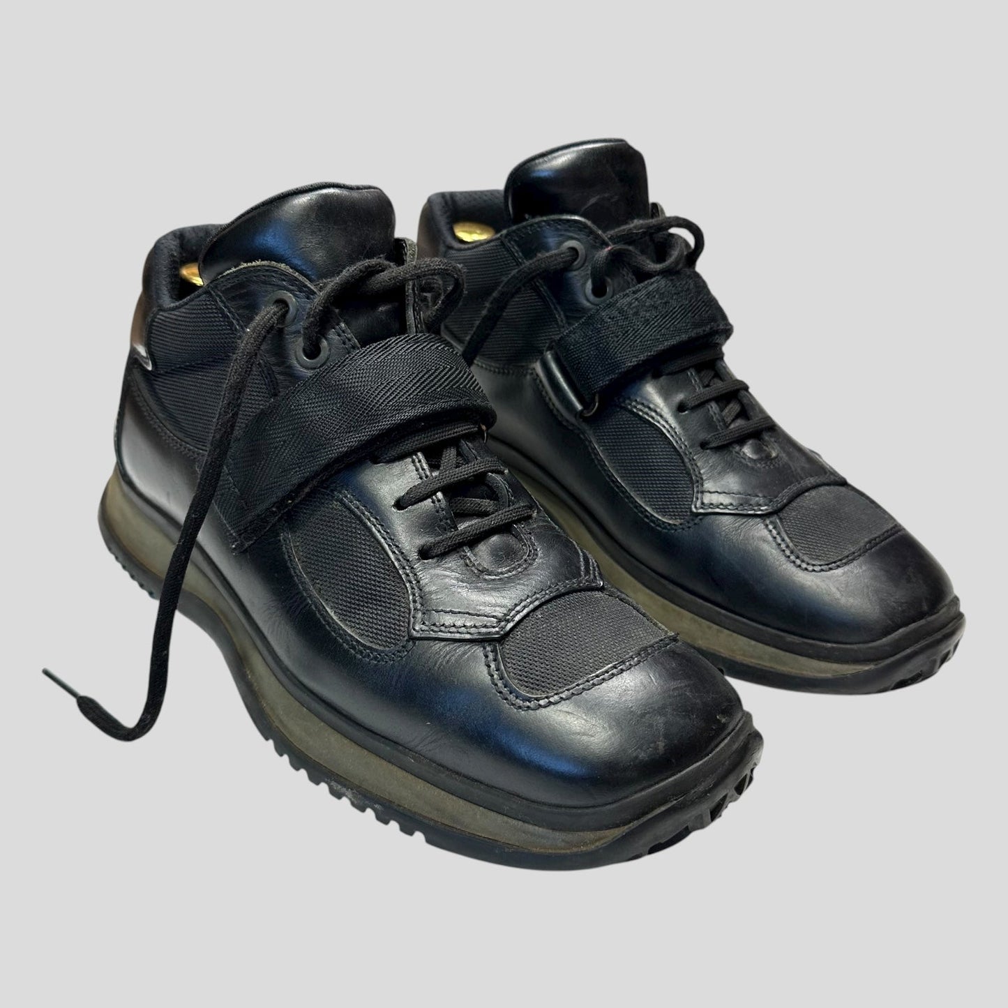 Prada Sport 00’s Leather + Mesh Strapped Combat Boots - UK8.5