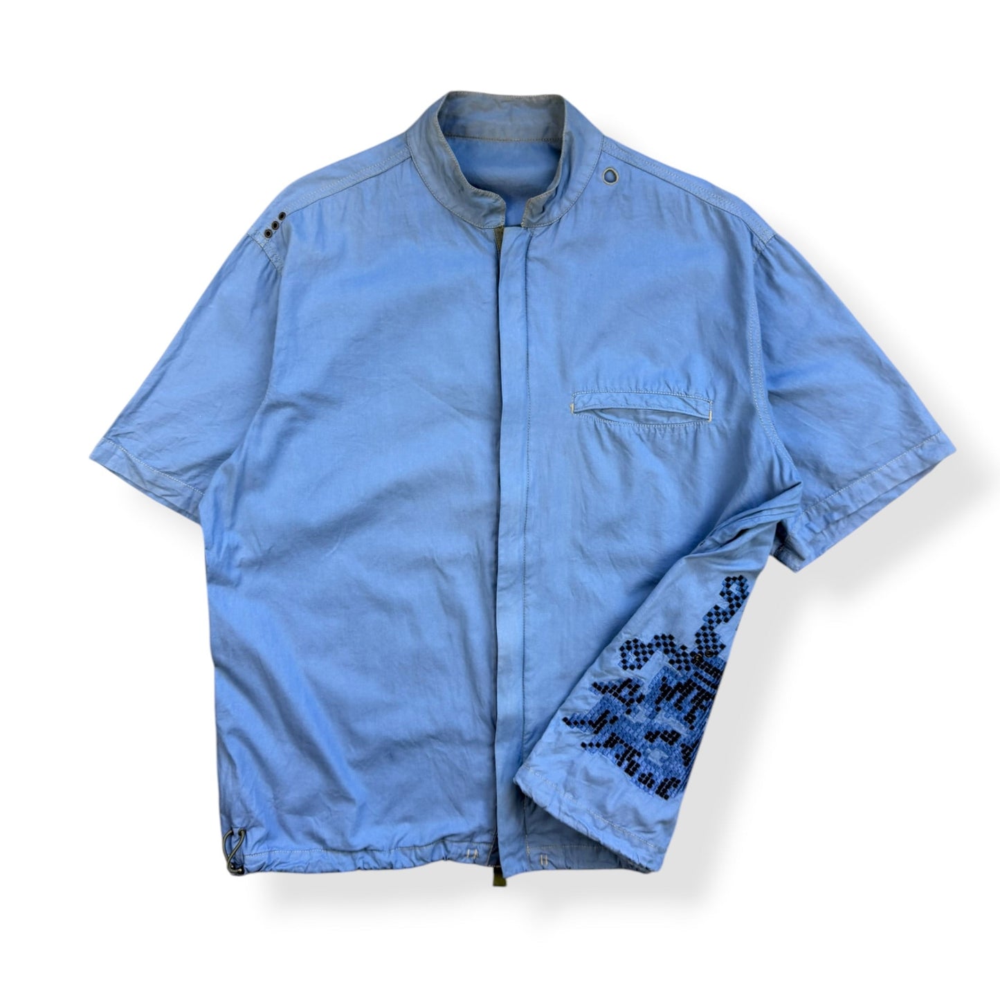 2000's Maharishi Pixelated Dragon Zipped Shirt (L) | Default Title, Blue