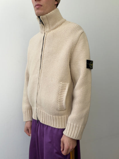 Stone Island AW03 Zip-Through Knit Cardigan Jacket | Large, Red