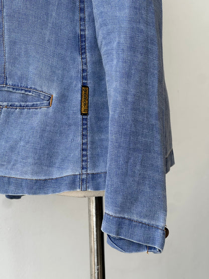 Armani Jeans 1990s Pure Linen Bespoke Button Jacket - S-M