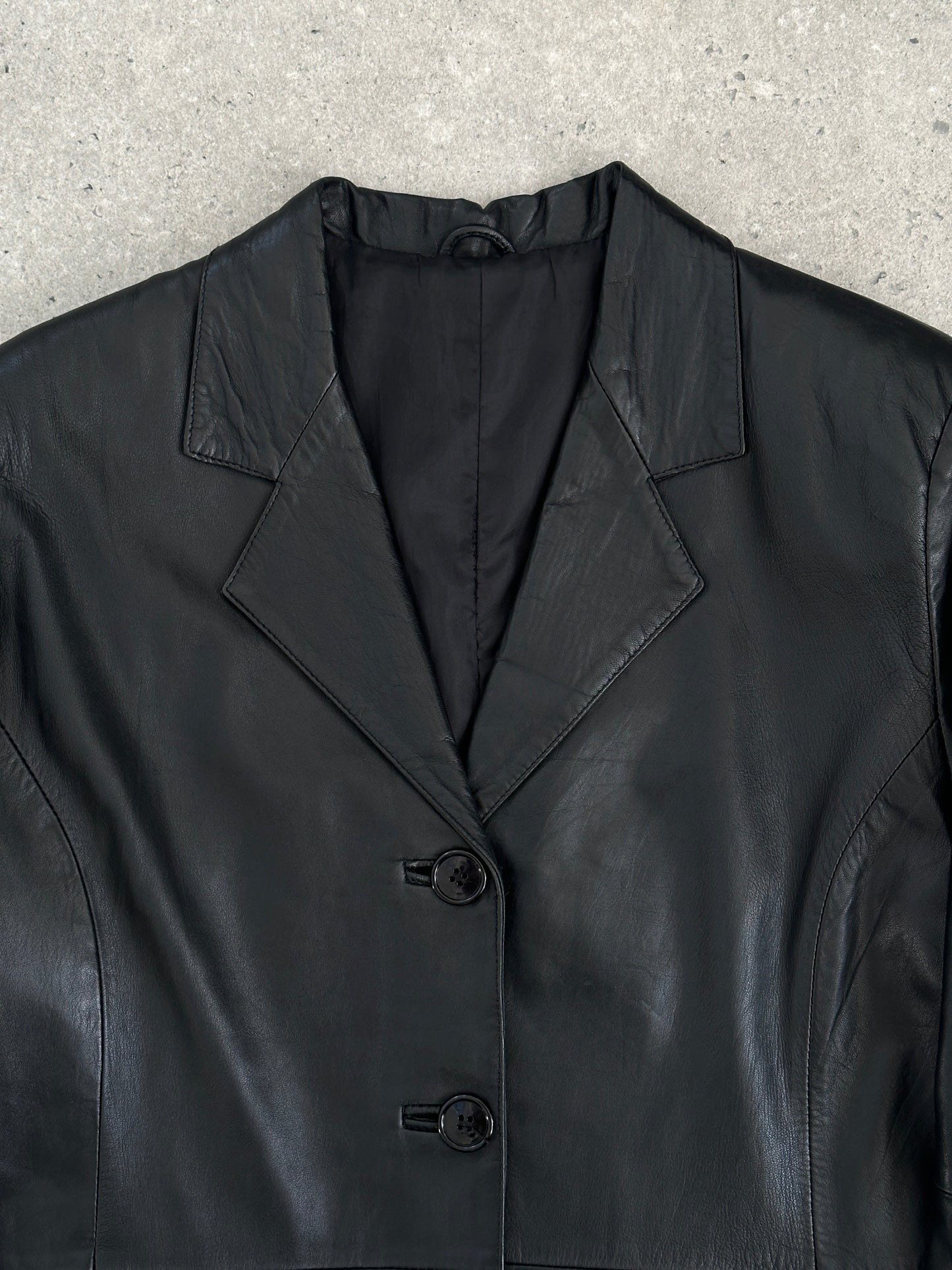 Italian Vintage Smooth Leather Trench Coat - M