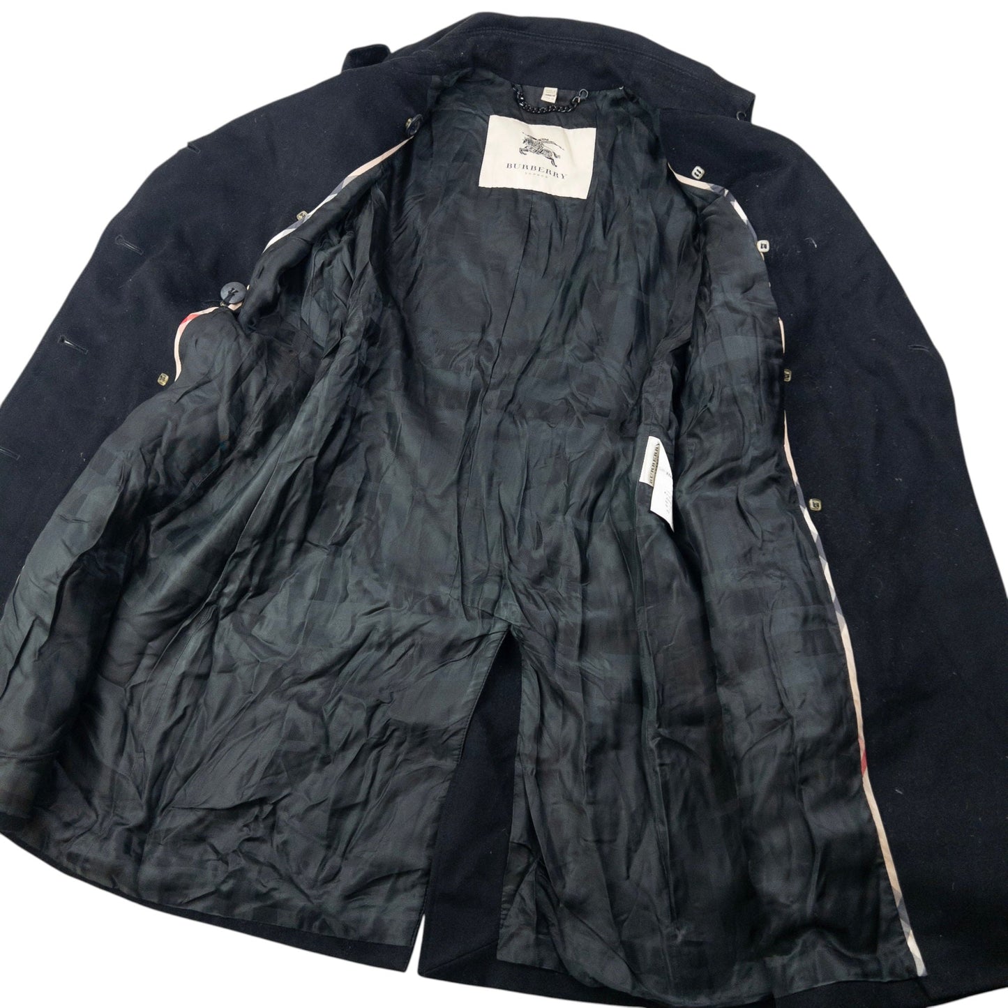 Vintage 2000s Burberry Belt Waist Wool Trench Jacket Womens Size S | Small, Black