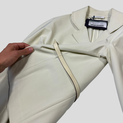 Prada Milano SS99 Tecno Stretch Belted Blazer Jacket - IT44 | Default Title, Cream
