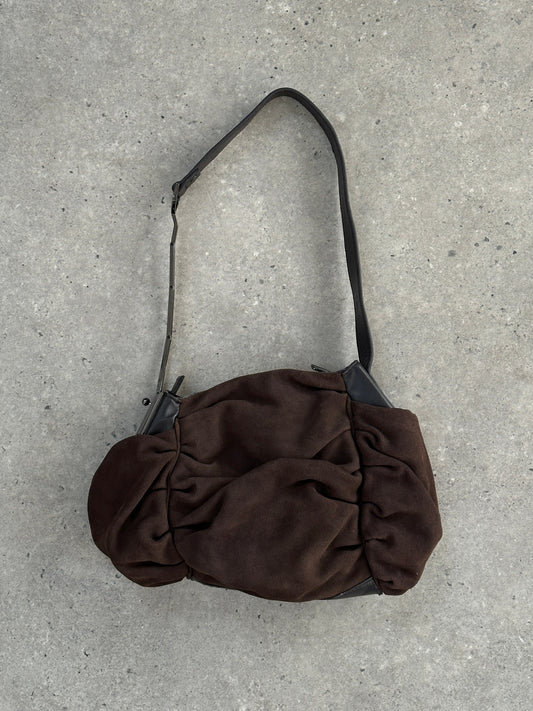 Armani Jeans Suede Ruched Shoulder Bag