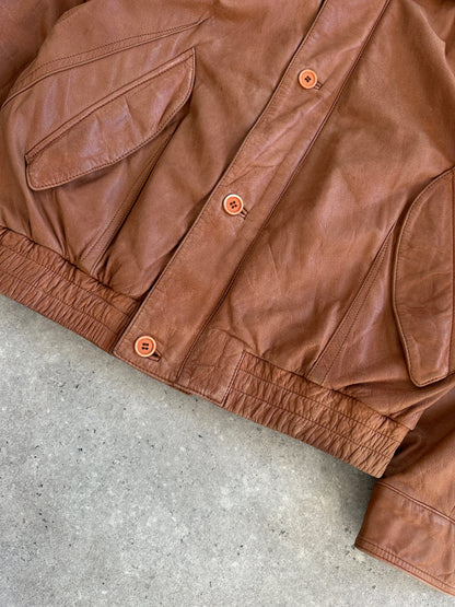 Vintage 1980s Leather Bomber Jacket - L