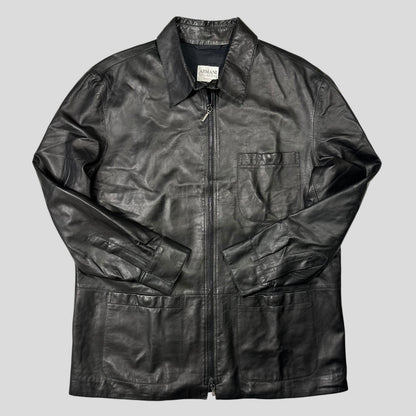 Armani Collezioni 90’s Nappa Leather Lined Chore Jacket - M/L | Default Title, Black