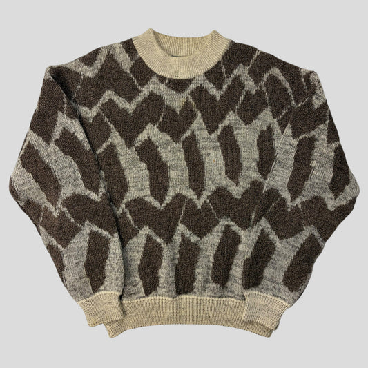 Issey Miyake MEN 1988 Heavy 3D Abstract Knit Jumper - M | O/S, Brown and Beige