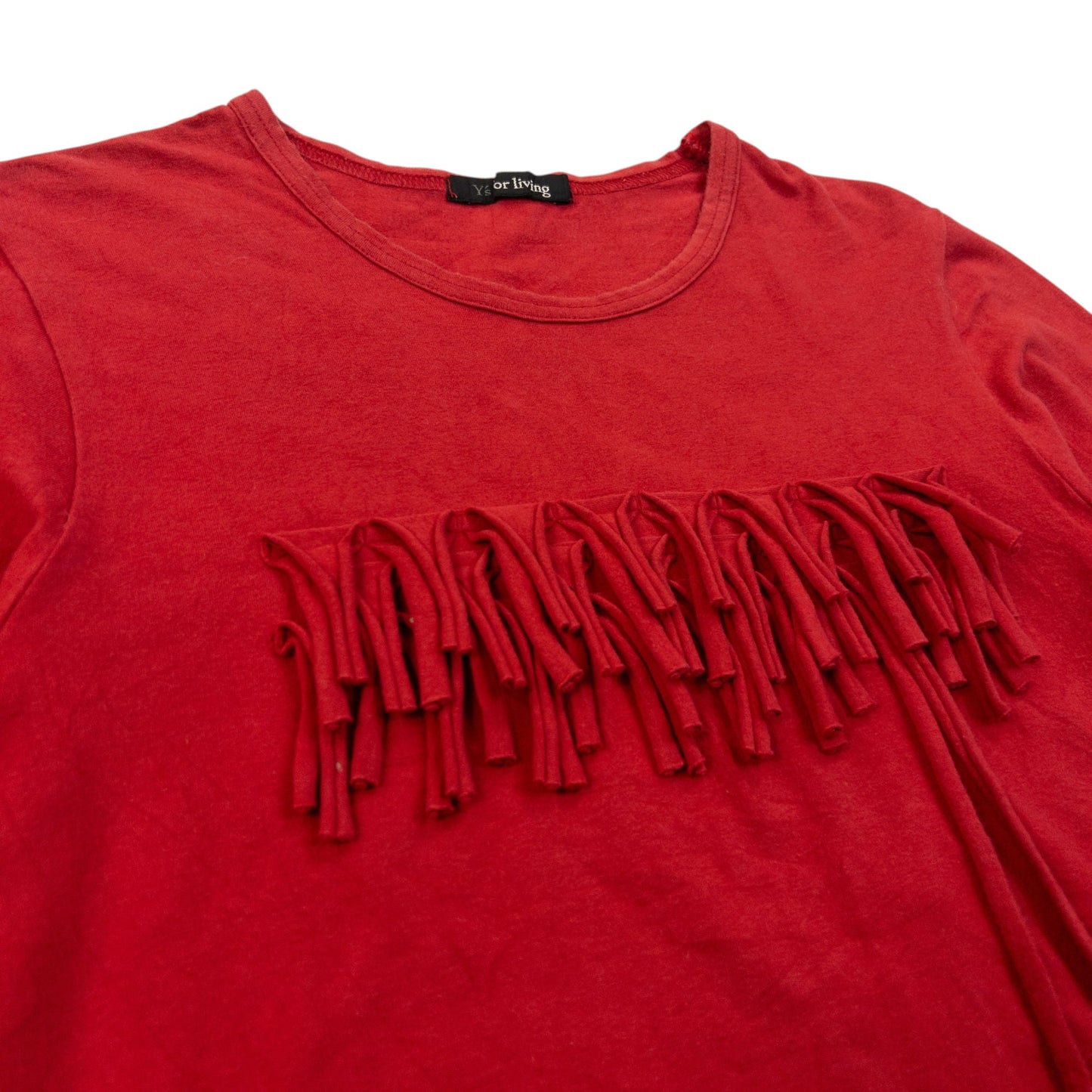 Vintage 90s Yohji Yamamoto Ruffle Long Sleeve T Shirt Womens Size S | Small, Red