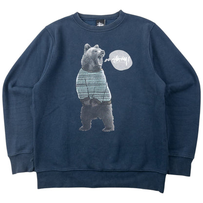 Stussy Bear Graphic Sweatshirt Size S | Small, Navy